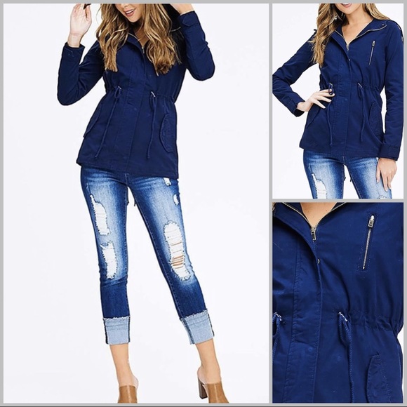 ‼️CLEARANCE‼️ Navy Hooded Jacket - Picture 2 of 7